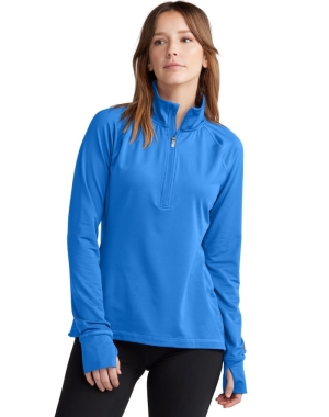 Champion Absolute 1/2 Zip Mock Neck Kadın Tişörtü Mavi | IU9305164
