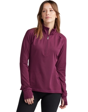Champion Absolute 1/2 Zip Mock Neck Kadın Tişörtü Koyu Mor | TA3790126