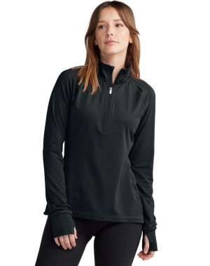 Champion Absolute 1/2 Zip Mock Neck Kadın Tişörtü Siyah | VP4796153
