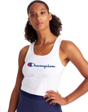 Champion Authentic Crop Script Logo Kadın Tişört Beyaz | NH8435296
