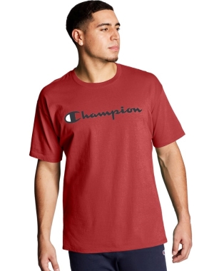 Champion Baskılı Jersey Script Logo Erkek Tişört Kırmızı | HP7062351