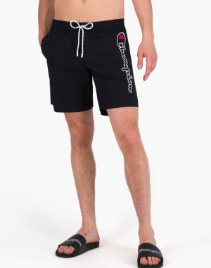 Champion Board Vertical Script Logo Erkek Şort Siyah | KR4895603