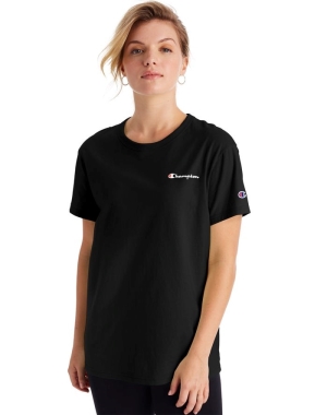 Champion Boyfriend Script Logo Kadın Tişört Siyah | AO1258430