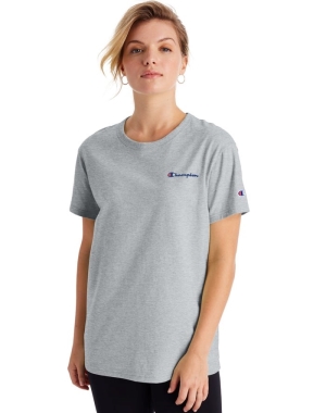 Champion Boyfriend Script Logo Kadın Tişört Gri | EQ2418739
