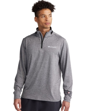 Champion City Spor 1/4 Zip Script Logo Erkek Tişörtü Gri | UO1829746