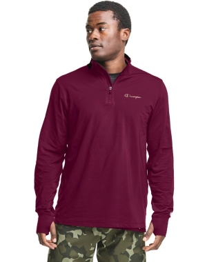 Champion City Spor 1/4 Zip Script Logo Erkek Tişörtü Mor | XT3829107