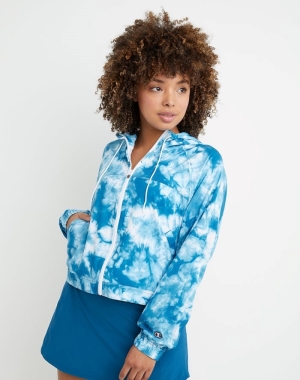 Champion City Spor Full Zip Crush Dye Kadın Eşofman Altı Mavi Beyaz | NH2905713