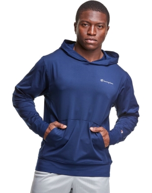 Champion City Spor Reflective Script Logo Erkek Kapüşonlu Sweatshirt Lacivert | JA7180942