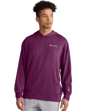 Champion City Spor Reflective Script Logo Erkek Kapüşonlu Sweatshirt Mor | WB6801439