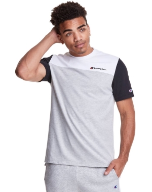 Champion Colorblock Erkek Tişört Beyaz Gri | EB5043876