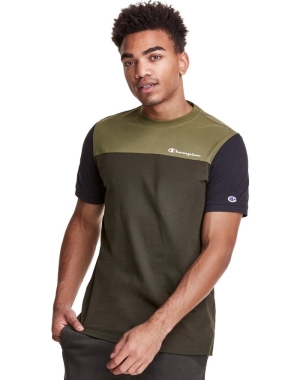 Champion Colorblock Erkek Tişört Zeytin Yeşili | GB6582971
