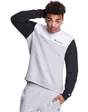 Champion Colorblock Fleece Crew Erkek Tişörtü Gri | JE9536412
