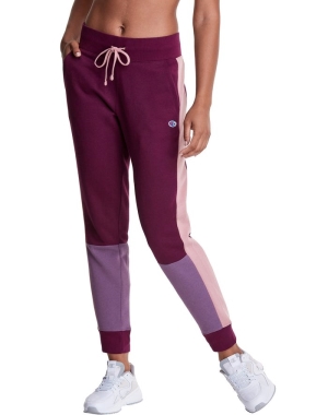 Champion Colorblock Stripe Fleece Kadın Pantolon Koyu Mor | GO1580974