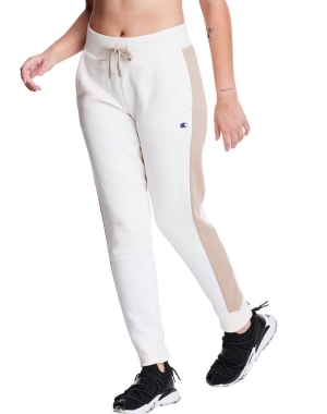 Champion Colorblock Stripe Fleece Kadın Pantolon Beyaz | LM2689513