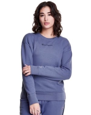 Champion Fleece Crew Kadın Tişört Mavi | JC8650139