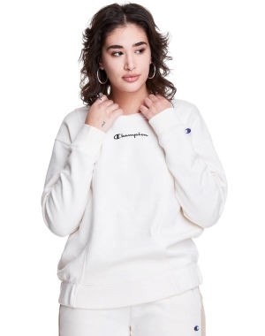 Champion Fleece Crew Kadın Tişörtü Beyaz | FK3865049