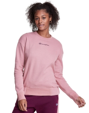 Champion Fleece Crew Kadın Tişörtü Pembe | ZT6528349