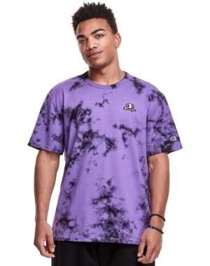 Champion Galaxy Dye Embroidered C Logo & Script Applique Erkek Tişört Mor Siyah | HQ8370961