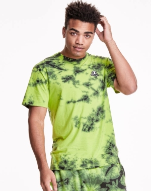 Champion Galaxy Dye Embroidered C Logo & Script Applique Erkek Tişört Yeşil Siyah | ZX1469308