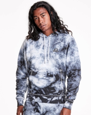 Champion Galaxy Dye Embroidered C & Script Applique Erkek Kapüşonlu Sweatshirt Beyaz Siyah | LK5673201