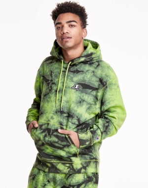 Champion Galaxy Dye Embroidered C & Script Applique Erkek Kapüşonlu Sweatshirt Yeşil Siyah | PM6927481