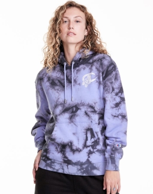 Champion Galaxy Dye Kadın Kapüşonlu Sweatshirt Mavi Siyah | CU9523840