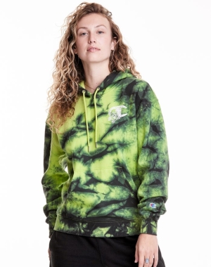 Champion Galaxy Dye Kadın Kapüşonlu Sweatshirt Yeşil Siyah | LY2597043