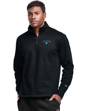 Champion Game Day 1/4 Zip Block Arch Logo Erkek Tişörtü Siyah | WN9267850