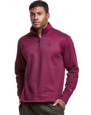Champion Game Day 1/4 Zip Block Arch Logo Erkek Tişörtü Mor | ZQ1947825