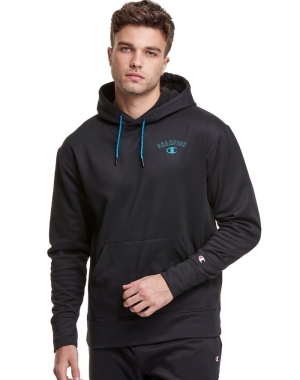 Champion Game Day Block Arch Logo Erkek Kapüşonlu Sweatshirt Siyah | MZ4075268