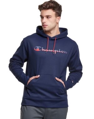 Champion Game Day Script Logo Erkek Kapüşonlu Sweatshirt Lacivert | ZQ7164238
