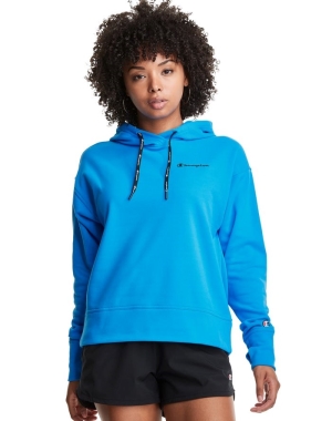 Champion Game Day Script Logo Kadın Kapüşonlu Sweatshirt Mavi | QU4073981