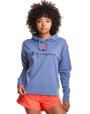 Champion Game Day Split Logo Kadın Kapüşonlu Sweatshirt Mavi | GA6054381
