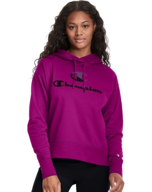 Champion Game Day Split Logo Kadın Kapüşonlu Sweatshirt Pembe | US6908132