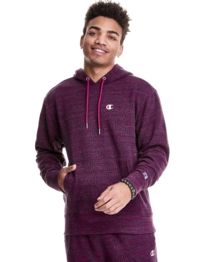 Champion Glitch French Terry Embroidered C Logo Erkek Kapüşonlu Sweatshirt Mor | QD0615942