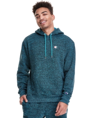 Champion Glitch French Terry Embroidered C Logo Erkek Kapüşonlu Sweatshirt Mavi | TZ4589172