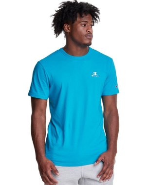 Champion Hafif C Logo Applique Erkek Tişört Mavi | AJ5042163