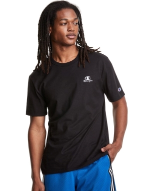 Champion Hafif C Logo Applique Erkek Tişört Siyah | DE5312740