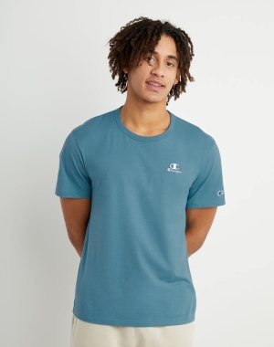 Champion Hafif C Logo Applique Erkek Tişört Mavi | JI0489672