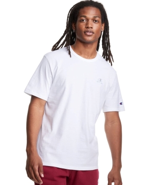 Champion Hafif C Logo Applique Erkek Tişört Beyaz | TY8659347