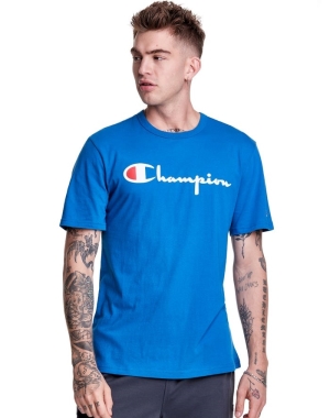 Champion Hafif Script Logo Erkek Tişört Mavi | BM3472159