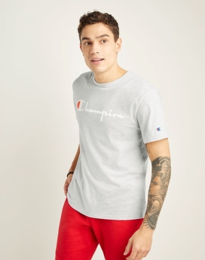 Champion Hafif Script Logo Erkek Tişört Gri | DX3691042