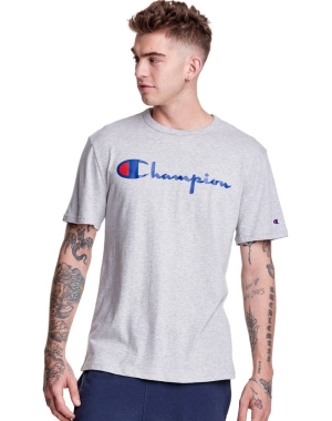 Champion Hafif Script Logo Erkek Tişört Gri | GP9854137