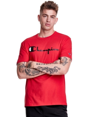 Champion Hafif Script Logo Erkek Tişört Kırmızı | NA2317460