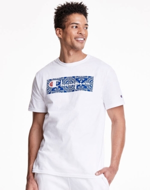 Champion Heritage Bandana Knockout With Vintage Script Logo Erkek Tişört Beyaz | KQ1970536