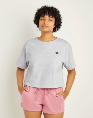 Champion Heritage Cropped C Logo Kadın Üstler Gri | HQ9631284