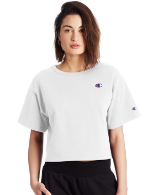 Champion Heritage Cropped C Logo Kadın Üstler Beyaz | LG1860459