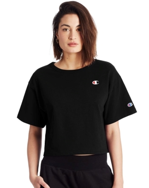 Champion Heritage Cropped C Logo Kadın Üstler Siyah | RK1876043