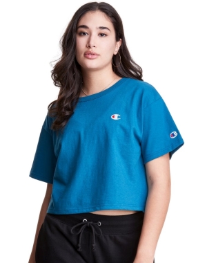 Champion Heritage Cropped C Logo Kadın Üstler Mavi | WP2381705