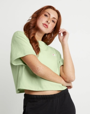 Champion Heritage Cropped C Logo Kadın Üstler Açık Yeşil | XJ9140358